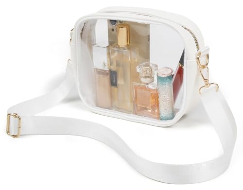 TEBIEKOY Transparente Tasche, Stadion-genehmigt, kleine transparente Geldbörse, Crossbody-Tasche für Damen und Herren, transparente Geldbörsen für Konzerte, Sportveranstaltungen, Weiß von TEBIEKOY