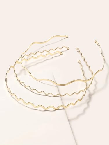 TEBIEKOY Goldene Metall-Stirnbänder für Damen, elastische Haarbänder, stilvoll, dünn, goldfarben, trendiges Haar-Accessoire, niedliches gewelltes Stirnband für Damen und Teenager, 3 Packungen TEBIEKOY Goldene Metall-Stirnbänder für Damen, elastische Haarbänder, stilvoll, dünn, goldfarben, trendiges Haar-Accessoire, niedliches gewelltes Stirnband für Damen und Teenager, 3 Packungen von TEBIEKOY
