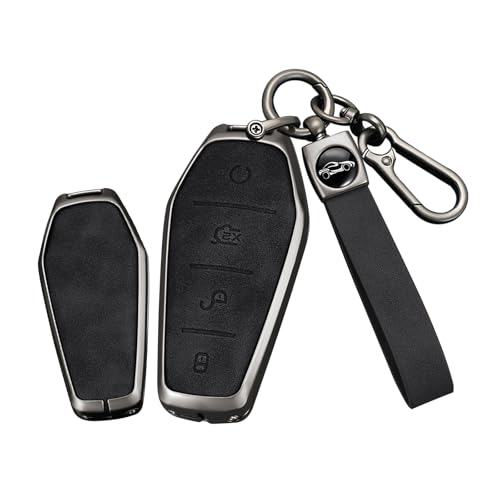 TECART Autoschlüssel etui Schlüsseltasche Passt für BYD Atto 3 Han Tang Song Pro-DM-i Yuan Qin Seal Dolphin Schutzhülle Schlüssel Schutz Etui Auto Schlüssel Schlüsselanhänger 4 Tasten Schwarz A von TECART
