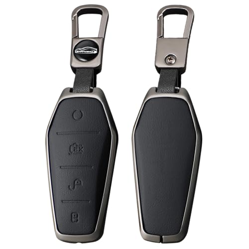 TECART Smart Autoschlüssel Hülle Cover Passt für BYD Song Plus Atto 3 Han EV Tang DM Qin Seal Dolphin Leder Schlüsselhülle mit Schlüsselanhänger Schutzhülle Schlüsselcover Zubehör 4 taste B Schwarz von TECART