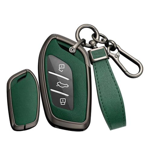 TECART Smart Autoschlüssel Hülle Cover Passt für MG 4 EV MG EHS EZS EV GT HS ZS ZX MG4 MG5 MG6 für Roewe RX3 RX5 Ledermuster Schutzhülle Schlüssel Zubehör Schlüssel B 3 Taste Schwarz Grün von TECART