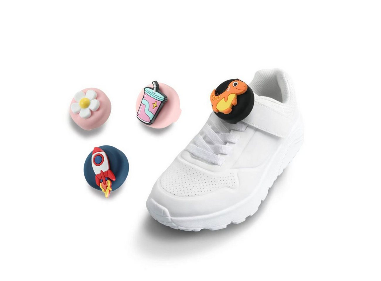 TECH PROTECT Runder Anhänger (4er-Pack Silikonhüllen mit Motivaufsätzen), Kinderfreundliche AirTag-Hüllen mit Schuhbandhalterung von TECH PROTECT