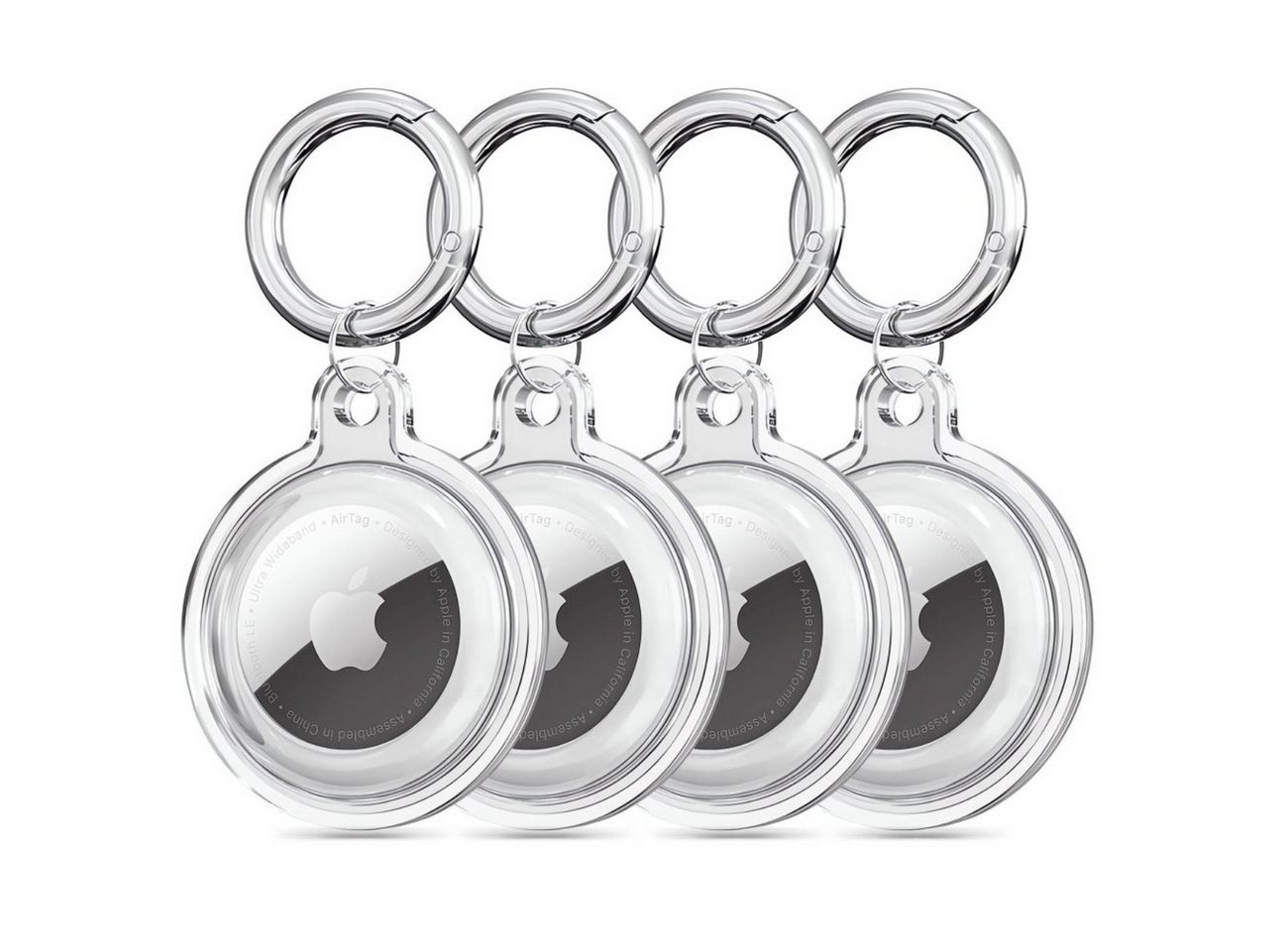 TECH PROTECT Schlüsselanhänger (8-teilig, 4 × Silikonhülle, 4 × Karabiner), 4er-Pack flexibler Silikonhüllen mit Karabinern für Apple AirTags von TECH PROTECT