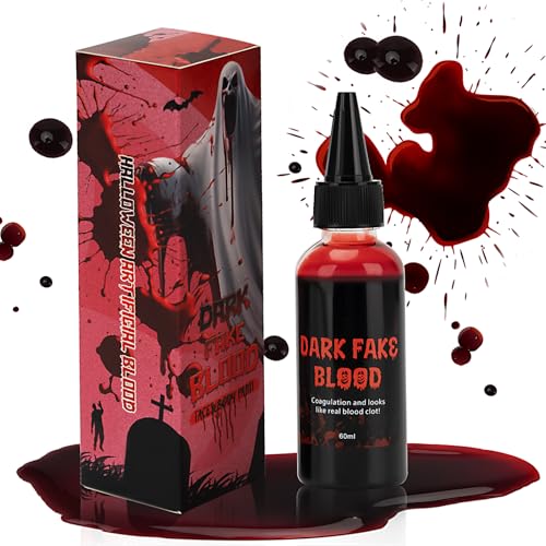 Premium Kunstblut 60ml I Kunstblut-Gel, Halloween-Kunstblut, realistisches, waschbares Spezialeffekt-SFX-Make-up, geronnenes Gelblut für Vampire, Zombies, Cosplay und Verkleidungen von TECHMUR