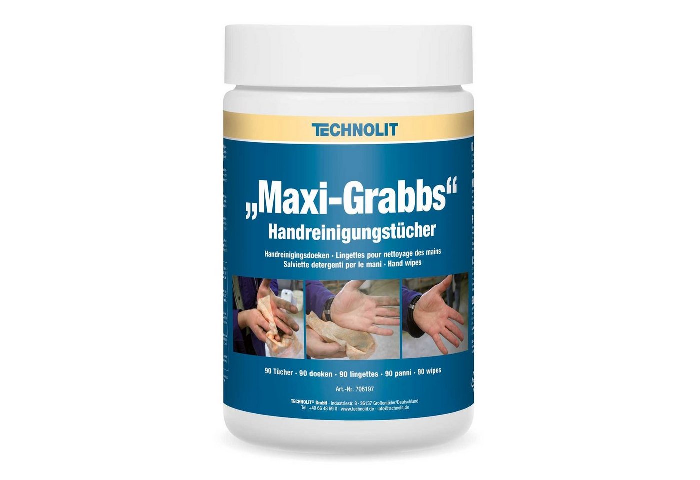 TECHNOLIT® Handcreme Handreinigungstücher Maxi-Grabbs, 90 Reinigungstücher, Handreiniger von TECHNOLIT®