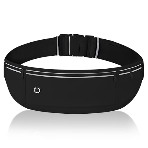 Laufgürtel für Handy, Sportgürtel Lauftasche, Lauftasche Jogging Wasserdicht, Bauchtasche Joggen für Herren und Damen, Großer Kapazität Sportgürtel, Schwarz von TECHO