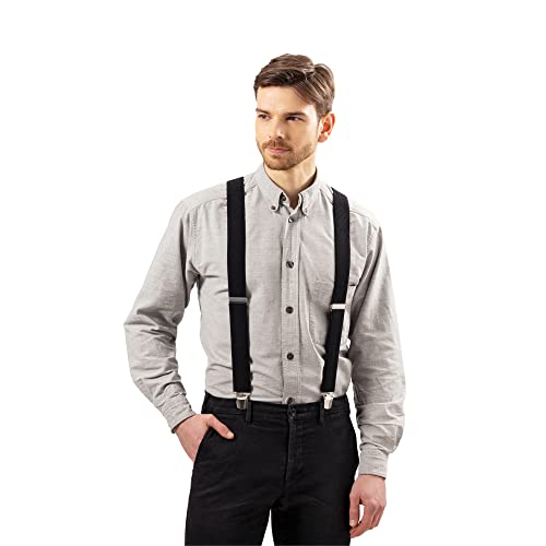TED WILLIAMS Herren Hosenträger in X-Form - Hosenträger für Herren Längenverstellbar - Herren-Hosenträger mit 4 cm Breite - 4 Metall Clips - Hosenträger Schwarz von Ted Williams