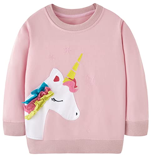 Mädchen Sweatshirt für Kinder Süß Cartoon Pullover Baumwolle Top Langarm T-Shirt Größe 1-2 Jahre von TEDD