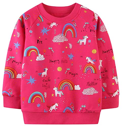 Mädchen Sweatshirt für Kinder Süß Cartoon Pullover Baumwolle Top Langarm T-Shirt Größe 1-2 Jahre von TEDD