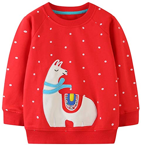 Mädchen Sweatshirt für Kinder Süß Cartoon Pullover Baumwolle Top Langarm T-Shirt Größe 1-2 Jahre von TEDD