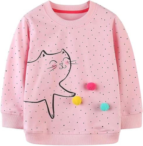 Mädchen Sweatshirt für Kinder Süß Cartoon Pullover Baumwolle Top Langarm T-Shirt Größe 5-6 Jahre von TEDD