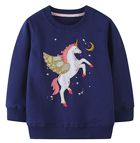 Mädchen Sweatshirt für Kinder Süß Cartoon Pullover Baumwolle Top Langarm T-Shirt Größe 6-7 Jahre von TEDD