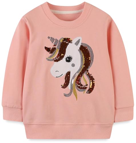 Mädchen Sweatshirt für Kinder Süß Cartoon Pullover Baumwolle Top Langarm T-Shirt Größe 7-8 Jahre von TEDD