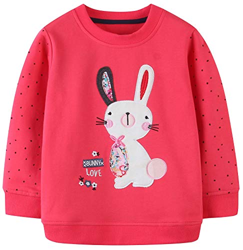 Mädchen Sweatshirt für Kinder Süß Cartoon Pullover Baumwolle Top Langarm T-Shirt Größe 7-8 Jahre von TEDD