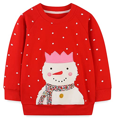 Mädchen Sweatshirt für Kinder Süß Cartoon Pullover Baumwolle Top Langarm T-Shirt Größe 7-8 Jahre von TEDD