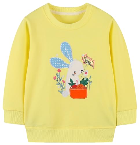 Mädchen Sweatshirt für Kinder Süß Cartoon Pullover Baumwolle Top Langarm T-Shirt Größe 9-10 Jahre von TEDD