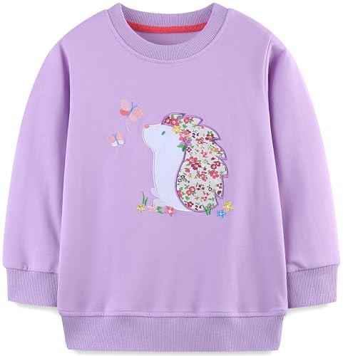 Mädchen Sweatshirt für Kinder Süß Cartoon Pullover Baumwolle Top Langarm T-Shirt Größe 9-10 Jahre von TEDD