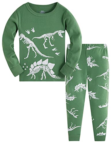 TEDD Jungen Schlafanzug Dinosaurier Langarm Zweiteilig Pyjama Kinder Baumwolle Schlafanzüge Set Winter Weihnachten Nachtwäsche Größe 1-2 Jahre von TEDD