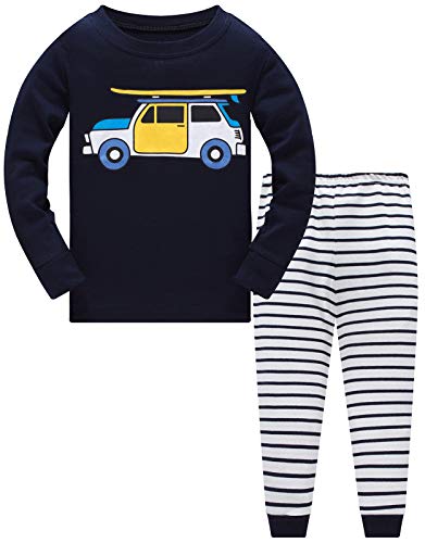 TEDD Jungen Schlafanzug Dinosaurier Langarm Zweiteilig Pyjama Kinder Baumwolle Schlafanzüge Set Winter Weihnachten Nachtwäsche Größe 1-2 Jahre von TEDD