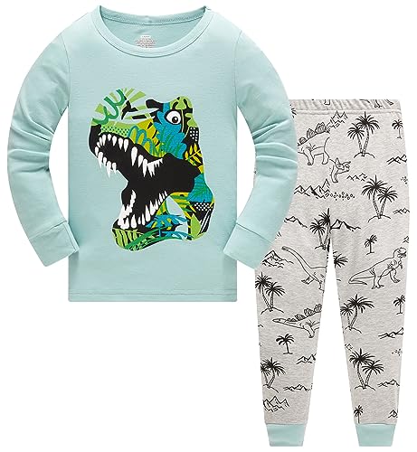TEDD Jungen Schlafanzug Dinosaurier Langarm Zweiteilig Pyjama Kinder Baumwolle Schlafanzüge Set Winter Weihnachten Nachtwäsche Größe 2-3 Jahre von TEDD