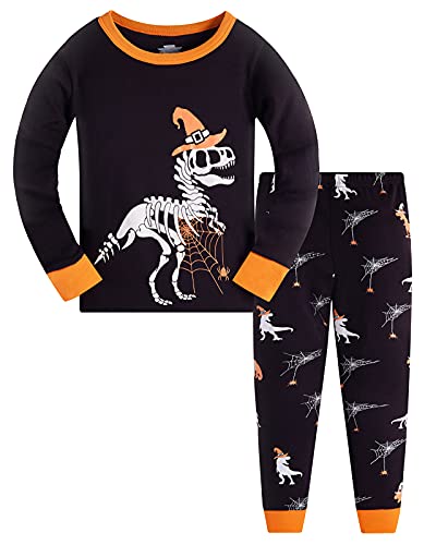 TEDD Jungen Schlafanzug Dinosaurier Langarm Zweiteilig Pyjama Kinder Baumwolle Schlafanzüge Set Winter Weihnachten Nachtwäsche Größe 5-6 Jahre von TEDD