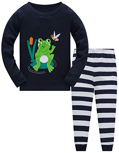 TEDD Jungen Schlafanzug Dinosaurier Langarm Zweiteilig Pyjama Kinder Baumwolle Schlafanzüge Set Winter Weihnachten Nachtwäsche Größe 6-7 Jahre von TEDD