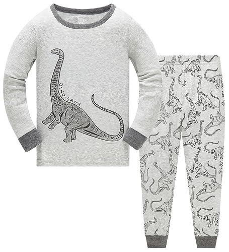 TEDD Jungen Schlafanzug Dinosaurier Langarm Zweiteilig Pyjama Kinder Baumwolle Schlafanzüge Set Winter Weihnachten Nachtwäsche Größe 9-10 Jahre von TEDD
