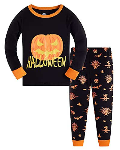 TEDD Jungen Schlafanzug Halloween Langarm Zweiteilig Pyjama Kinder Baumwolle Schlafanzüge Set Winter Weihnachten Nachtwäsche Größe 5-6 Jahre von TEDD