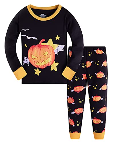 TEDD Jungen Schlafanzug Halloween Langarm Zweiteilig Pyjama Kinder Baumwolle Schlafanzüge Set Winter Weihnachten Nachtwäsche Größe 6-7 Jahre von TEDD