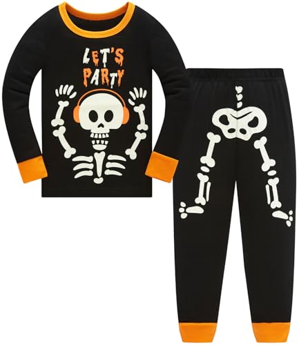TEDD Jungen Schlafanzug Halloween Langarm Zweiteilig Pyjama Kinder Baumwolle Schlafanzüge Set Winter Weihnachten Nachtwäsche Größe 9-10 Jahre von TEDD