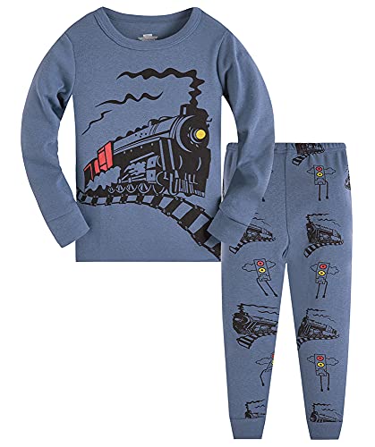 TEDD Jungen Schlafanzug Langarm Zweiteilig Pyjama Kinder Baumwolle Schlafanzüge Set Größe 7-8 Jahre von TEDD