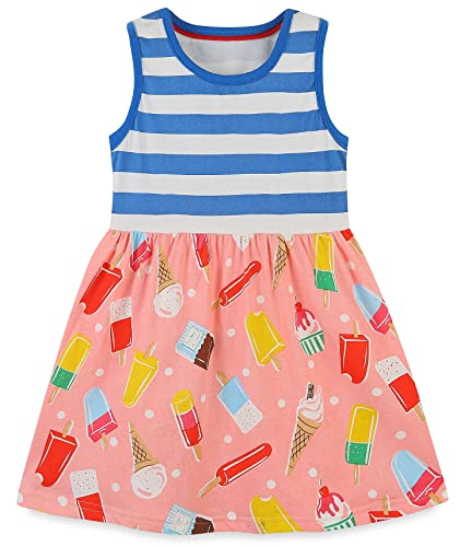 TEDD Mädchen Kleider Kurzarm Einhorn Blumen Sommerkleid Baumwolle Kleid Geburtstag Party Mädchenkleid Gr. 92-122 4-5 Jahre von TEDD