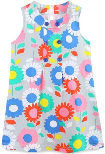 TEDD Mädchen Kleider Kurzarm Einhorn Blumen Sommerkleid Baumwolle Kleid Geburtstag Party Mädchenkleid Gr. 92-122 5-6 Jahre von TEDD