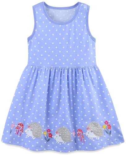 TEDD Mädchen Kleider Kurzarm Einhorn Blumen Sommerkleid Baumwolle Kleid Geburtstag Party Mädchenkleid Gr. 92-122 5-6 Jahre von TEDD