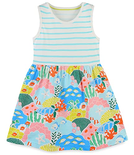 TEDD Mädchen Kleider Kurzarm Einhorn Blumen Sommerkleid Baumwolle Kleid Geburtstag Party Mädchenkleid Gr. 92-122 5-6 Jahre von TEDD