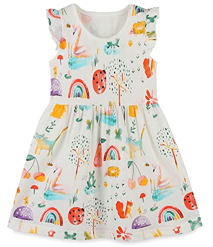 TEDD Mädchen Kleider Kurzarm Einhorn Blumen Sommerkleid Baumwolle Kleid Geburtstag Party Mädchenkleid Gr. 92-122 6-7 Jahre von TEDD