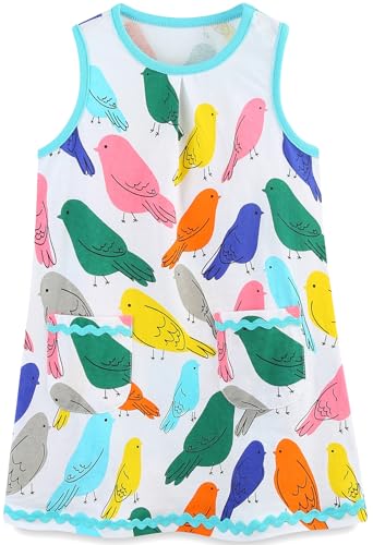 TEDD Mädchen Kleider Kurzarm Einhorn Blumen Sommerkleid Baumwolle Kleid Geburtstag Party Mädchenkleid Gr.128 7-8 Jahre von TEDD