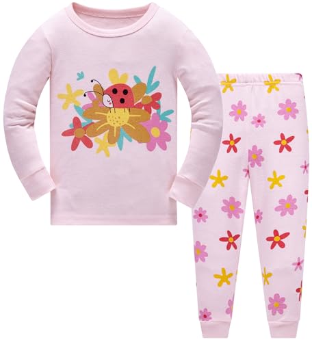 TEDD Mädchen Schlafanzug Baumwolle Süß Blumen Langarm Zweiteiliger Schlafanzüge Set Kinder Nachtwäsche Winter Weihnachten Pyjama Größe 11-12 Jahre von TEDD
