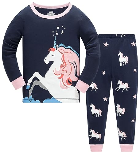 TEDD Mädchen Schlafanzug Baumwolle Süß Einhorn Langarm Zweiteiliger Schlafanzüge Set Kinder Nachtwäsche Winter Weihnachten Pyjama Größe 1-2 Jahre von TEDD