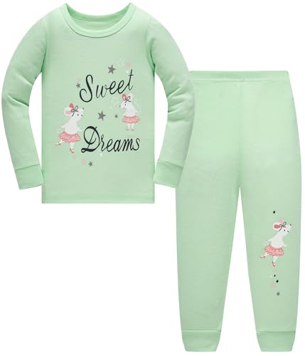 TEDD Mädchen Schlafanzug Baumwolle Süß Einhorn Langarm Zweiteiliger Schlafanzüge Set Kinder Nachtwäsche Winter Weihnachten Pyjama Größe 1-2 Jahre von TEDD