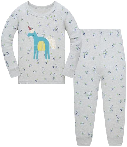 TEDD Mädchen Schlafanzug Baumwolle Süß Einhorn Langarm Zweiteiliger Schlafanzüge Set Kinder Nachtwäsche Winter Weihnachten Pyjama Größe 2-3 Jahre von TEDD