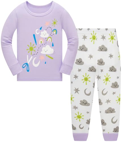 TEDD Mädchen Schlafanzug Baumwolle Süß Einhorn Langarm Zweiteiliger Schlafanzüge Set Kinder Nachtwäsche Winter Weihnachten Pyjama Größe 3-4 Jahre von TEDD
