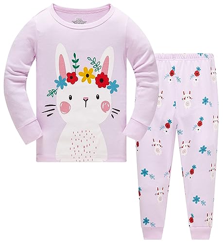 TEDD Mädchen Schlafanzug Baumwolle Süß Einhorn Langarm Zweiteiliger Schlafanzüge Set Kinder Nachtwäsche Winter Weihnachten Pyjama Größe 6-7 Jahre von TEDD