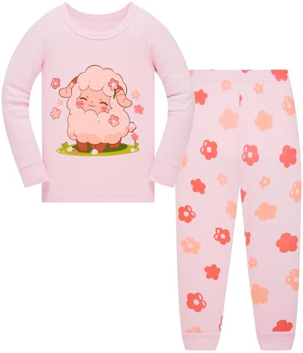 TEDD Mädchen Schlafanzug Baumwolle Süß Einhorn Langarm Zweiteiliger Schlafanzüge Set Kinder Nachtwäsche Winter Weihnachten Pyjama Größe 7-8 Jahre von TEDD
