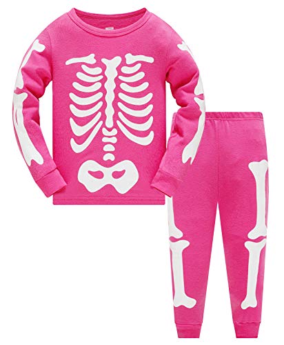 TEDD Mädchen Schlafanzug Halloween Baumwolle Süß Langarm Zweiteiliger Schlafanzüge Set Kinder Nachtwäsche Winter Weihnachten Pyjama Größe 6-7 Jahre von TEDD