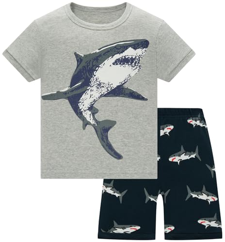 TEDD Schlafanzug Jungen Kurz Dinosaurier Pyjamas Set Baumwolle Zweiteiliger Sommer Kurzer Schlafanzüge Kinder Nachtwäsche Größe 1-12 Jahre von TEDD