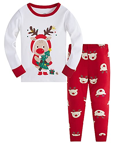 TEDD Weihnachten Kinder Schlafanzug Jungen Pyjama Langarm Baumwolle Mädchen Zweiteilig Schlafanzüge Set Winter Nachtwäsche Größe 1-2 Jahre von TEDD