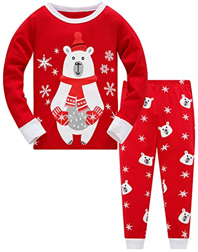 TEDD Weihnachten Kinder Schlafanzug Jungen Pyjama Langarm Baumwolle Mädchen Zweiteilig Schlafanzüge Set Winter Nachtwäsche Größe 1-2 Jahre von TEDD