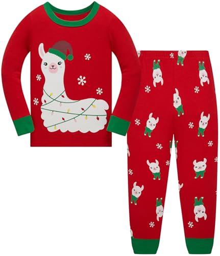 TEDD Weihnachten Kinder Schlafanzug Jungen Pyjama Langarm Baumwolle Mädchen Zweiteilig Schlafanzüge Set Winter Nachtwäsche Größe 5-6 Jahre von TEDD