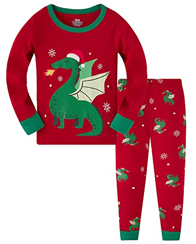 TEDD Weihnachten Kinder Schlafanzug Jungen Pyjama Langarm Baumwolle Mädchen Zweiteilig Schlafanzüge Set Winter Nachtwäsche Größe 6-7 Jahre von TEDD